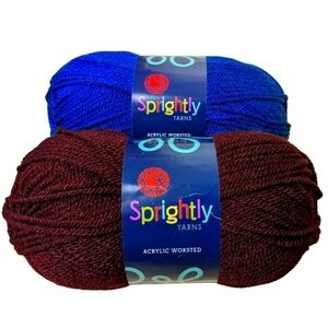 Sprightly Yarn 2pk Denim Blue Dark Mahogany Red Acrylic Worsted Crochet Knit Fun